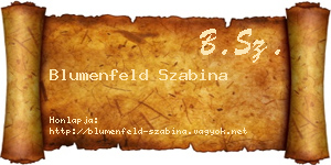 Blumenfeld Szabina névjegykártya